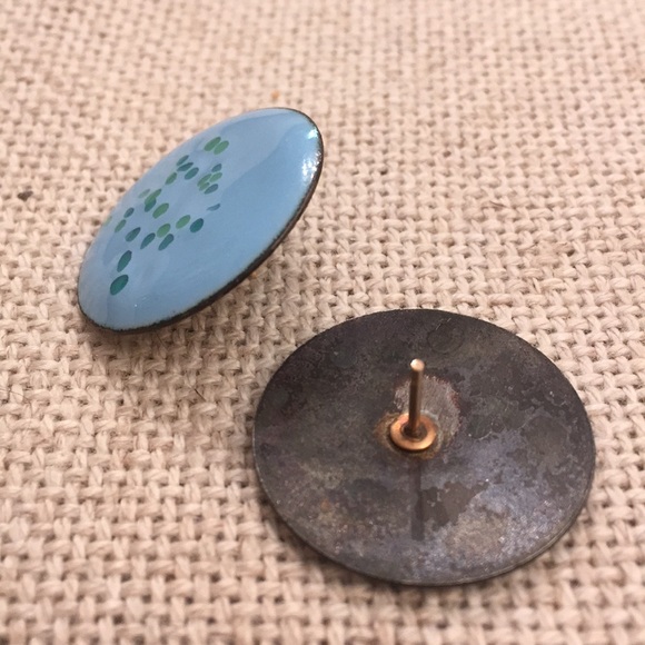Vintage Blue Enamel Earrings - Picture 8 of 8